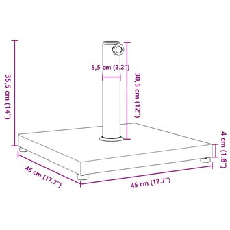 Parasolvoet voor stokken van &Oslash;32/38/48 mm 18 kg vierkant 9