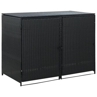 Containerberging dubbel 148x80x111 cm poly rattan zwart  1