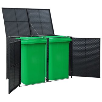 Containerberging dubbel 148x80x111 cm poly rattan zwart  8