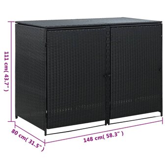 Containerberging dubbel 148x80x111 cm poly rattan zwart  9