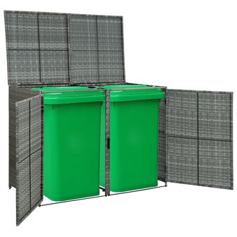 Containerberging dubbel 148x77x111 cm poly rattan antraciet   8