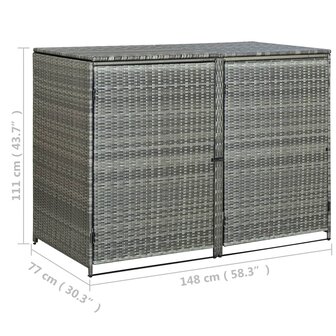Containerberging dubbel 148x77x111 cm poly rattan antraciet   9