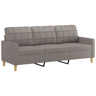 Driezitsbank met sierkussens 180 cm stof taupe 4
