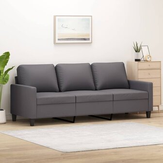 Driezitsbank 180 cm kunstleer grijs 1