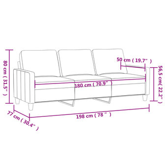 Driezitsbank 180 cm kunstleer grijs 8