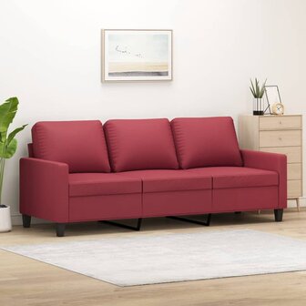 Driezitsbank 180 cm kunstleer wijnrood 1