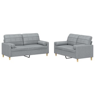 2-delige Loungeset met kussens stof lichtgrijs 2
