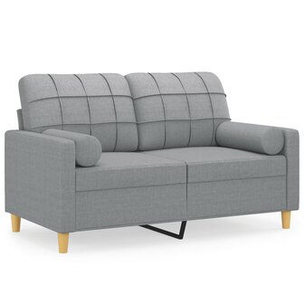 Tweezitsbank met sierkussens 120 cm stof lichtgrijs 2