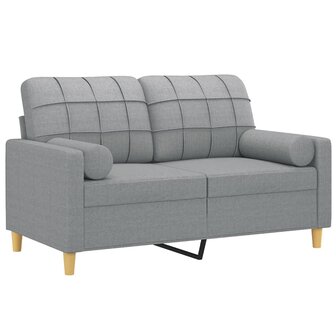Tweezitsbank met sierkussens 120 cm stof lichtgrijs 3