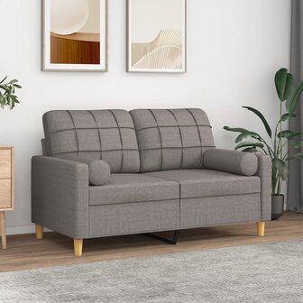 Tweezitsbank met sierkussens 120 cm stof taupe 1