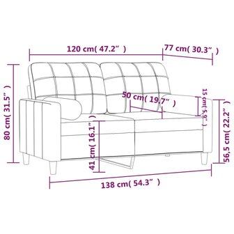 Tweezitsbank met sierkussens 120 cm stof taupe 8