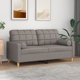 Tweezitsbank met sierkussens 140 cm stof taupe 1