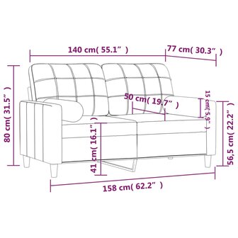 Tweezitsbank met sierkussens 140 cm stof taupe 8