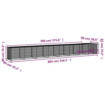 Kippenhok met dak 803x98x90 cm gegalvaniseerd staal lichtgrijs 9
