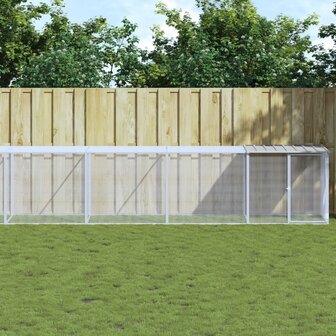 Kippenhok met dak 1003x98x90 cm gegalvaniseerd staal lichtgrijs 1