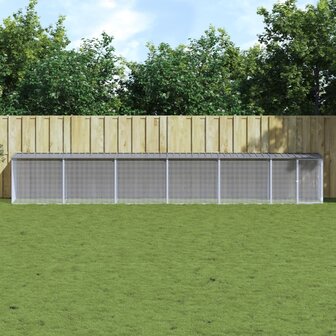 Kippenhok met dak 603x98x90 cm gegalvaniseerd staal lichtgrijs 1