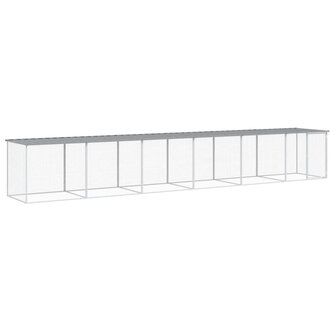 Kippenhok met dak 603x98x90 cm gegalvaniseerd staal lichtgrijs 2
