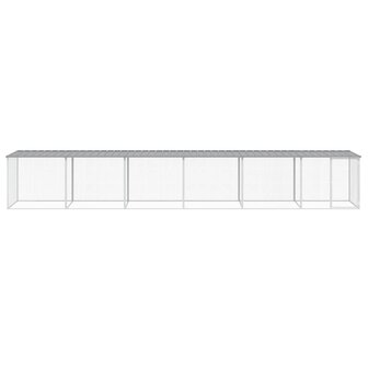 Kippenhok met dak 603x98x90 cm gegalvaniseerd staal lichtgrijs 3