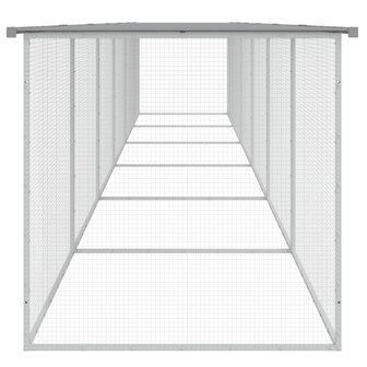 Kippenhok met dak 603x98x90 cm gegalvaniseerd staal lichtgrijs 4
