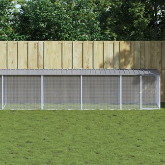 Kippenhok met dak 803x98x90 cm gegalvaniseerd staal lichtgrijs 1