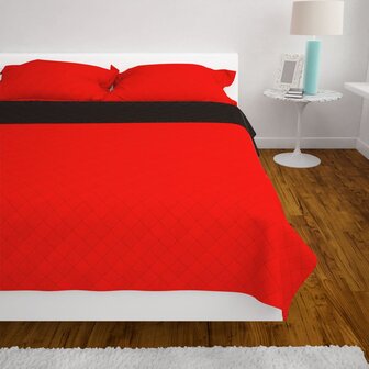 Dubbelzijdige quilt bedsprei rood en zwart 220x240 cm 4