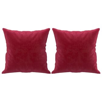 Sierkussens 2 st 40x40 cm fluweel wijnrood 2