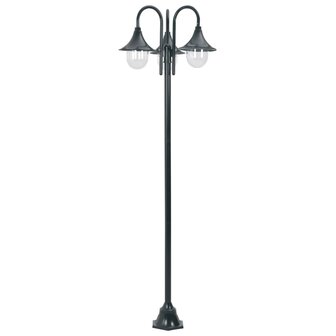 Paalverlichting tuin E27 220 cm aluminium donkergroen 3-delig 2