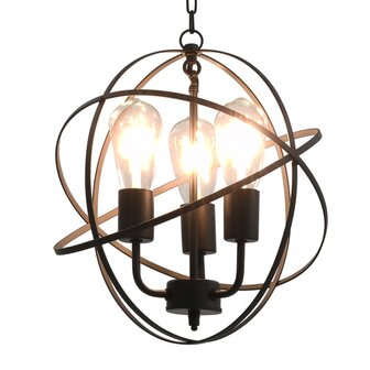 Hanglamp rond 3xE27 zwart 1