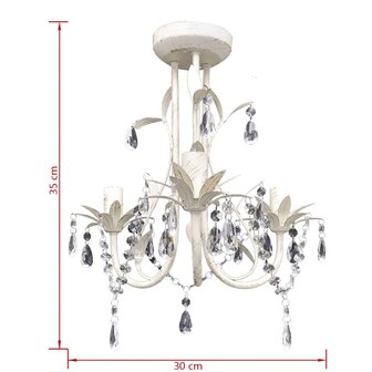Kristallen kroonluchter met wit elegant design (3 lampen) 5