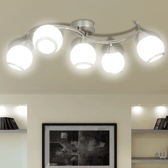 Plafondlamp met glazen kappen + golvende rail 1
