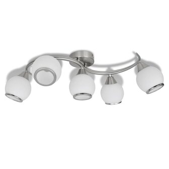Plafondlamp met glazen kappen + golvende rail 2