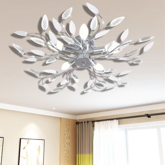 Plafondlamp met kristallen bladeren van acryl 5xE14 wit 1