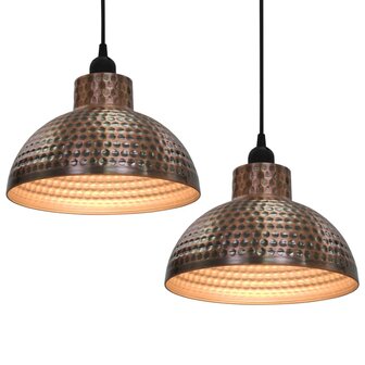 Plafondlampen halve bolvorm koperkleurig 2 st 2