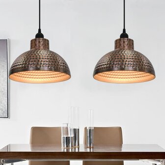 Plafondlampen halve bolvorm koperkleurig 2 st 3