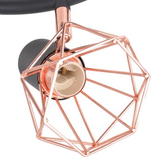 Plafondlamp met 3 spotlights E14 zwart en koperkleurig 3