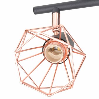 Plafondlamp met 4 spotlights E14 zwart en koper 3