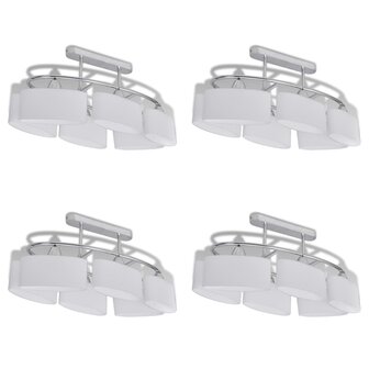 Plafondlamp met ellipsvormige glazen kappen 4 st E14 2