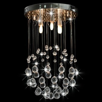 Plafondlamp met kristallen kralen rond 3xG9 zilverkleurig 2