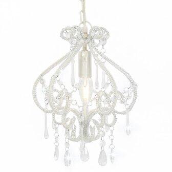 Plafondlamp met kralen rond E14 wit 1