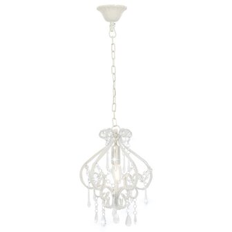 Plafondlamp met kralen rond E14 wit 2