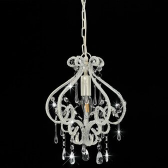 Plafondlamp met kralen rond E14 wit 3
