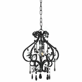 Plafondlamp met kralen rond E14 zwart 2