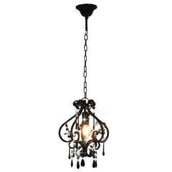 Plafondlamp met kralen rond E14 zwart 3