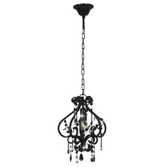 Plafondlamp met kralen rond E14 zwart 4