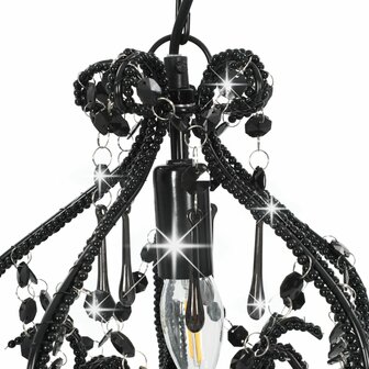 Plafondlamp met kralen rond E14 zwart 5