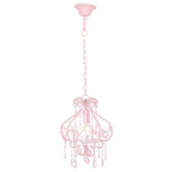 Plafondlamp met kralen rond E14 roze 3