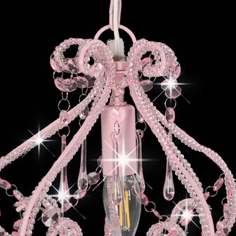 Plafondlamp met kralen rond E14 roze 5