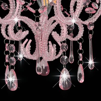 Plafondlamp met kralen rond E14 roze 6