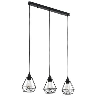 Plafondlamp met diamantvormig 3xE27 zwart 1