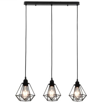 Plafondlamp met diamantvormig 3xE27 zwart 2